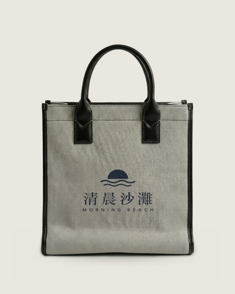 皮革滾邊托特包:放上清晨沙灘 Logo 的設計